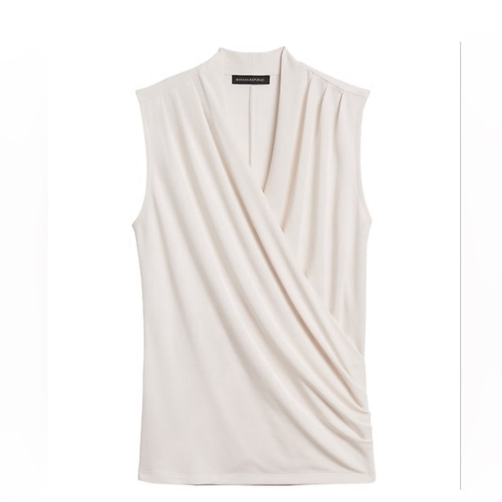 Banana Republic Ivory Sleeveless Wrap Effect Top - Size M